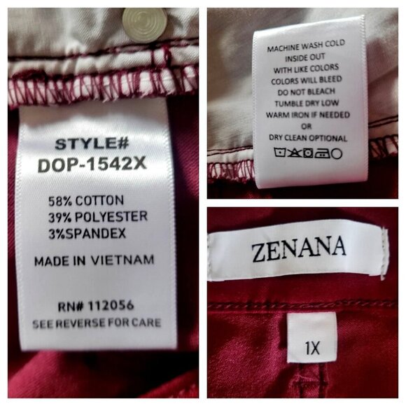 Zenana Womens Burgundy Skinny Jeans 1X - Sustainable & Ethical - Picture 9 of 9